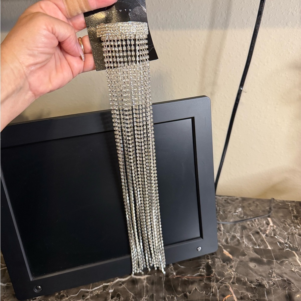 Sparkling Silver Rhinestone Fringe Barrette - Picture 2 of 4